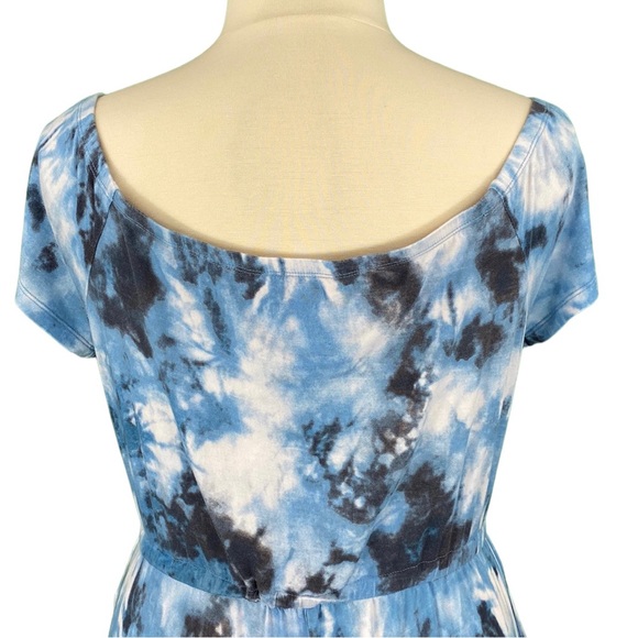 Torrid Blue Tie Dye Off The Shoulder Super Soft Knits Culotte Jumpsuit - Picture 10 of 15